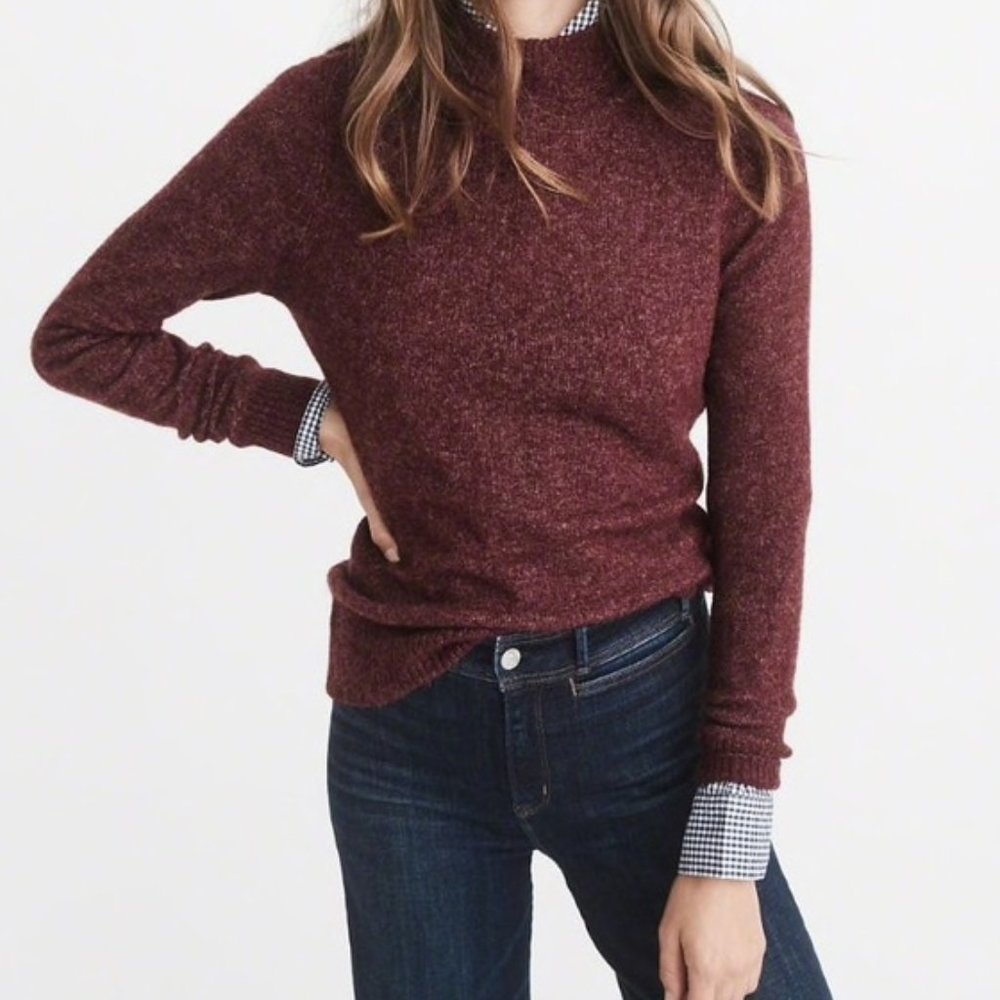 Abercrombie & Fitch Sweater Mock Neck Cozy Fall Burgundy XS